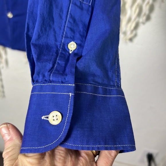 Arthur & Fox Paris Bright Blue Long Sleeve Cotton Button Down Shirt XL - Picture 3 of 10